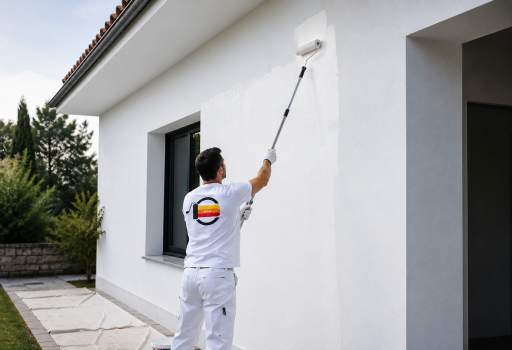 pintor pintando fachada vivienda